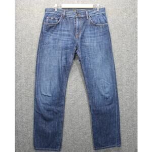 Boss Hugo Boss Straight Leg Jeans Mens 34x32 Dark Wash Blue